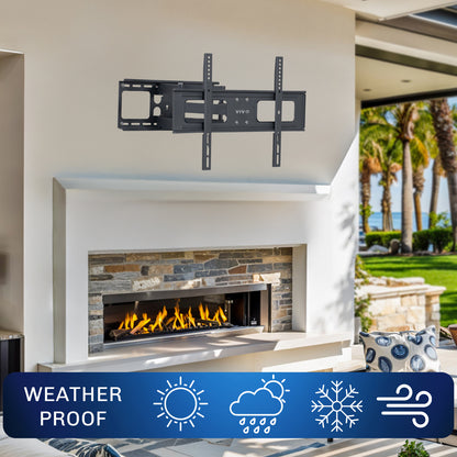 Black full motion TV wall mount with adjustable arms for mounting televisions to the wall.