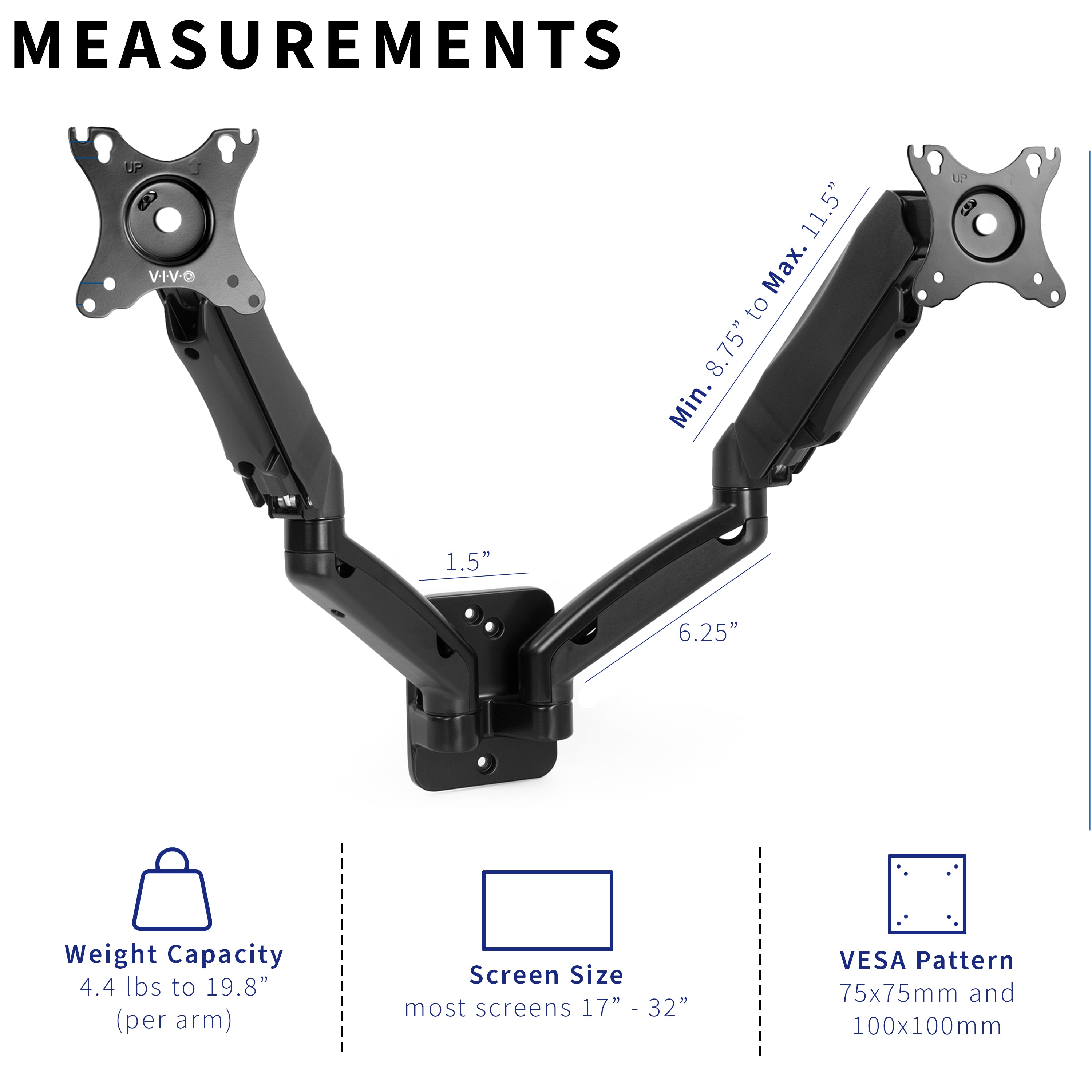 Dual pneumatic wall mount.