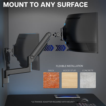 Monitor mount system with flexible installation on various surfaces