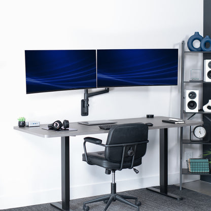 Pneumatic Arm Dual Ultrawide Monitor Wall Mount