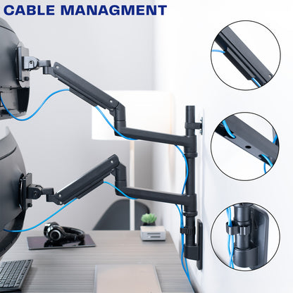 Pneumatic Arm Dual Ultrawide Monitor Wall Mount