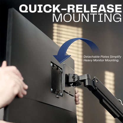 Quad Ultrawide Heavy Duty Pneumatic Arm Wall Monitor Mount quick release VESA