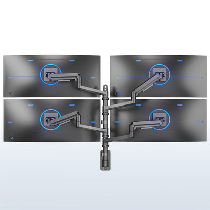 Quad Ultrawide Heavy Duty Pneumatic Arm Wall Monitor Mount