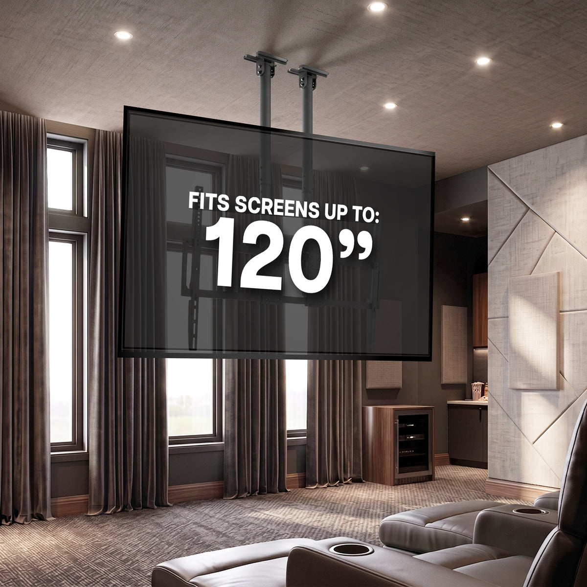 Dual Pole Extra Large TV Ceiling Mount with Extension Pole - 60” to 120” Screens
