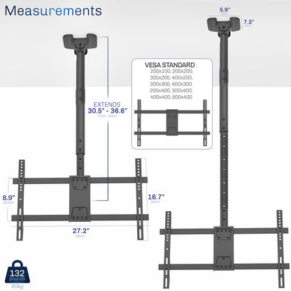 43” to 86” TV Ceiling Mount with Extension Pole