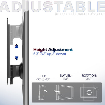 Sturdy steel VESA wall mount with articulation and height adjustment.