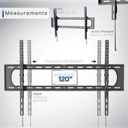 A black heavy duty tilting TV wall mount designed for extra large screens. 