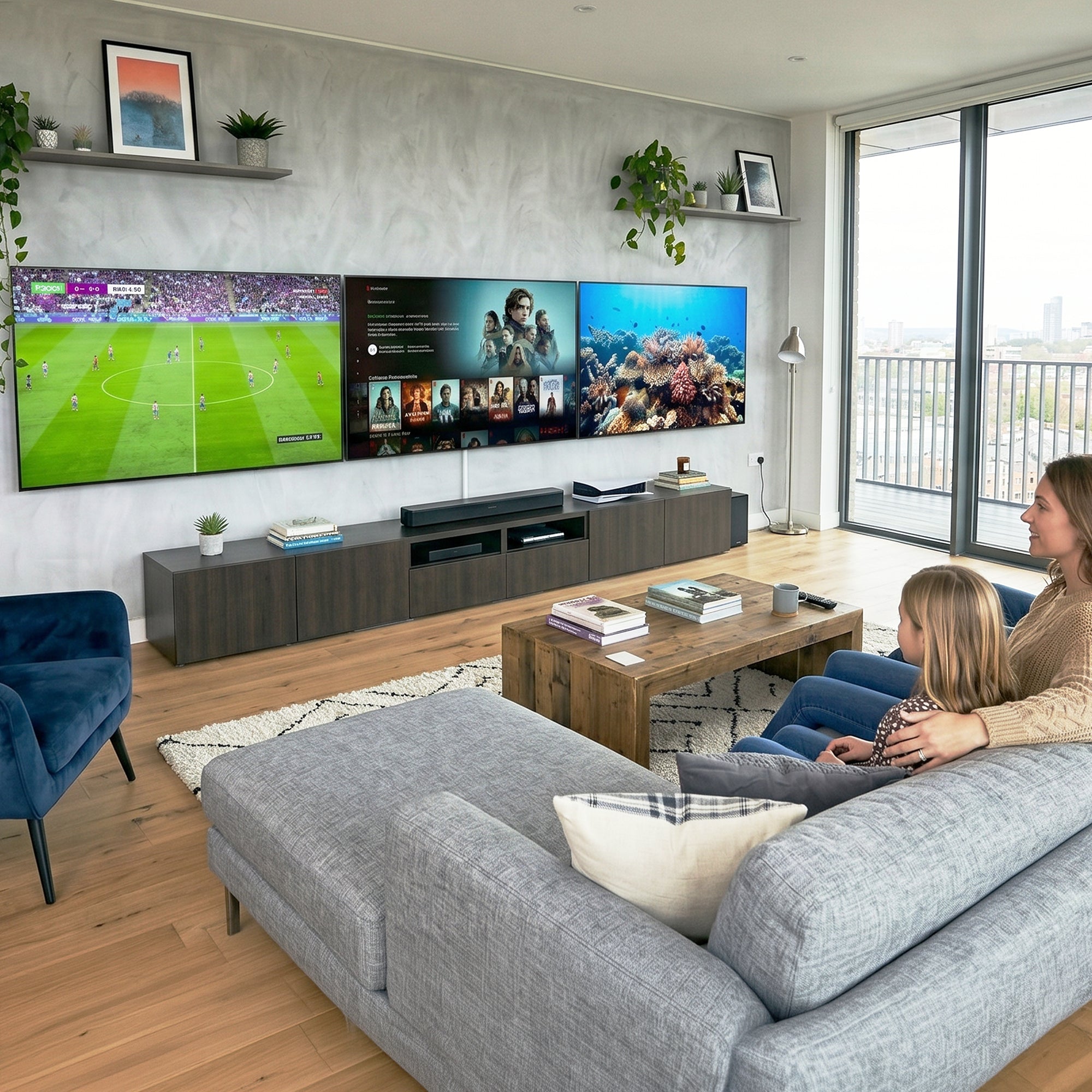Pop-Out TV Tilting 1x3 Video Wall Mounts - 37” to 65” Screens
