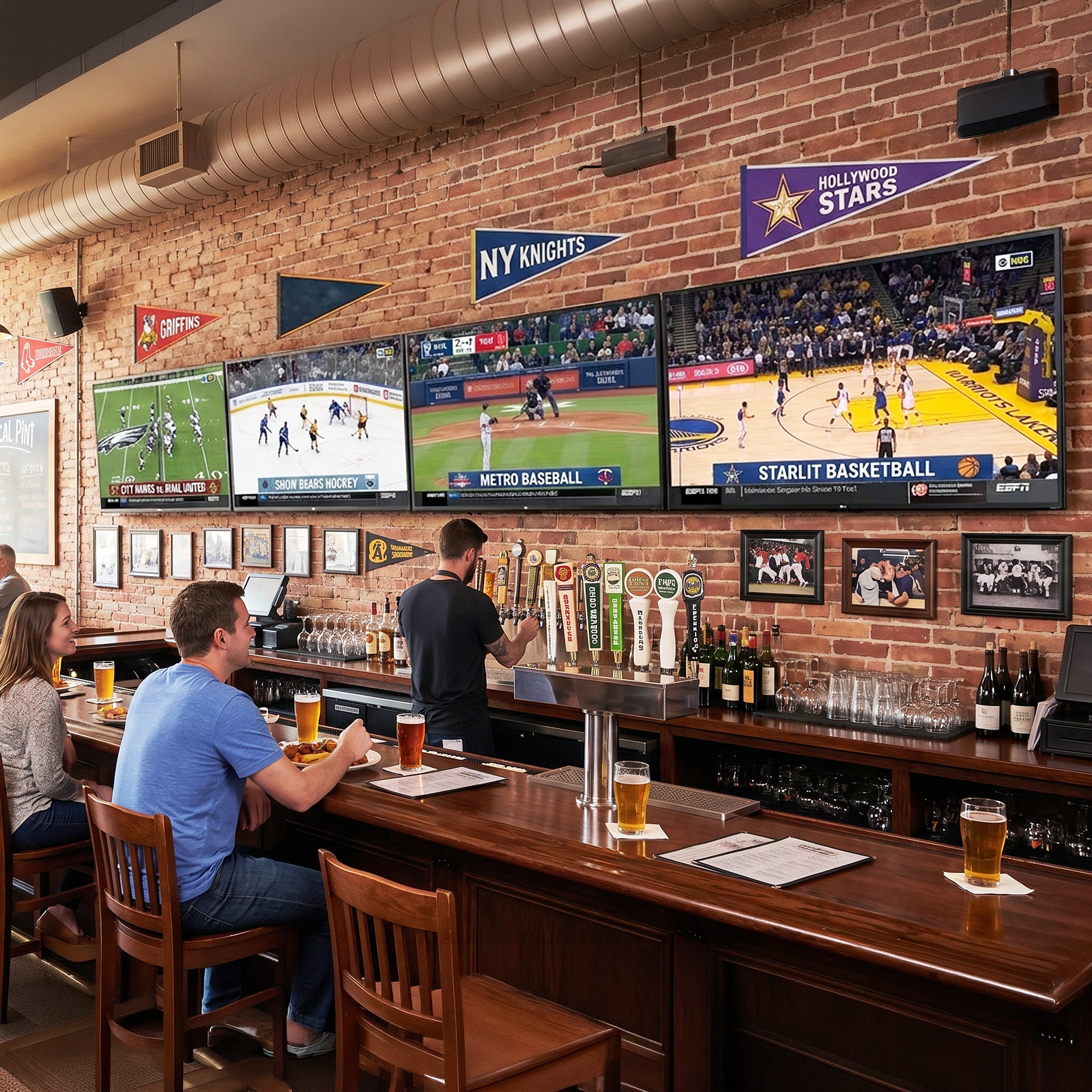 Pop-Out TV Tilting 1x4 Video Wall Mounts - 37” to 65” Screens