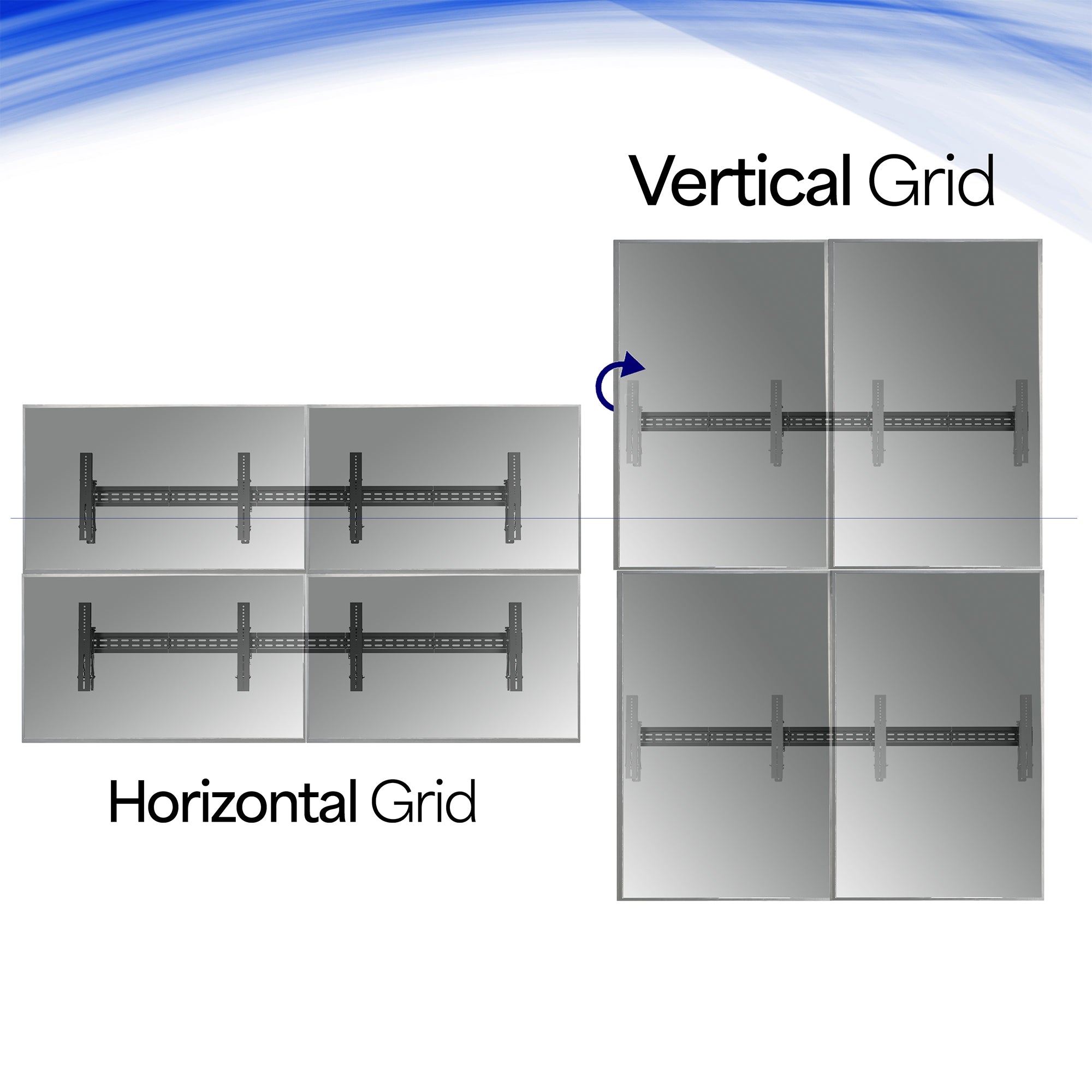 VIVO 2x2 Pop-Out Video Wall Mount for a large 4-TV display in a home or professional setting.