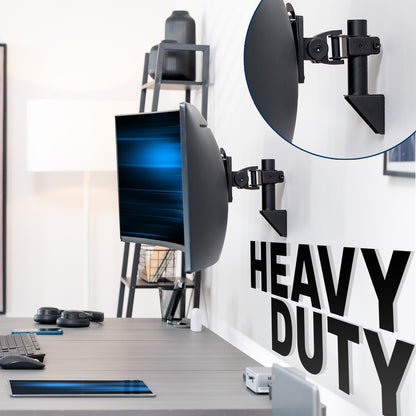 Heavy duty adjustable single ultrawide monitor wall mount.