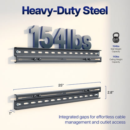 Wall and Ceiling Plate Extension Brackets with capacity details and dimensions on a white background