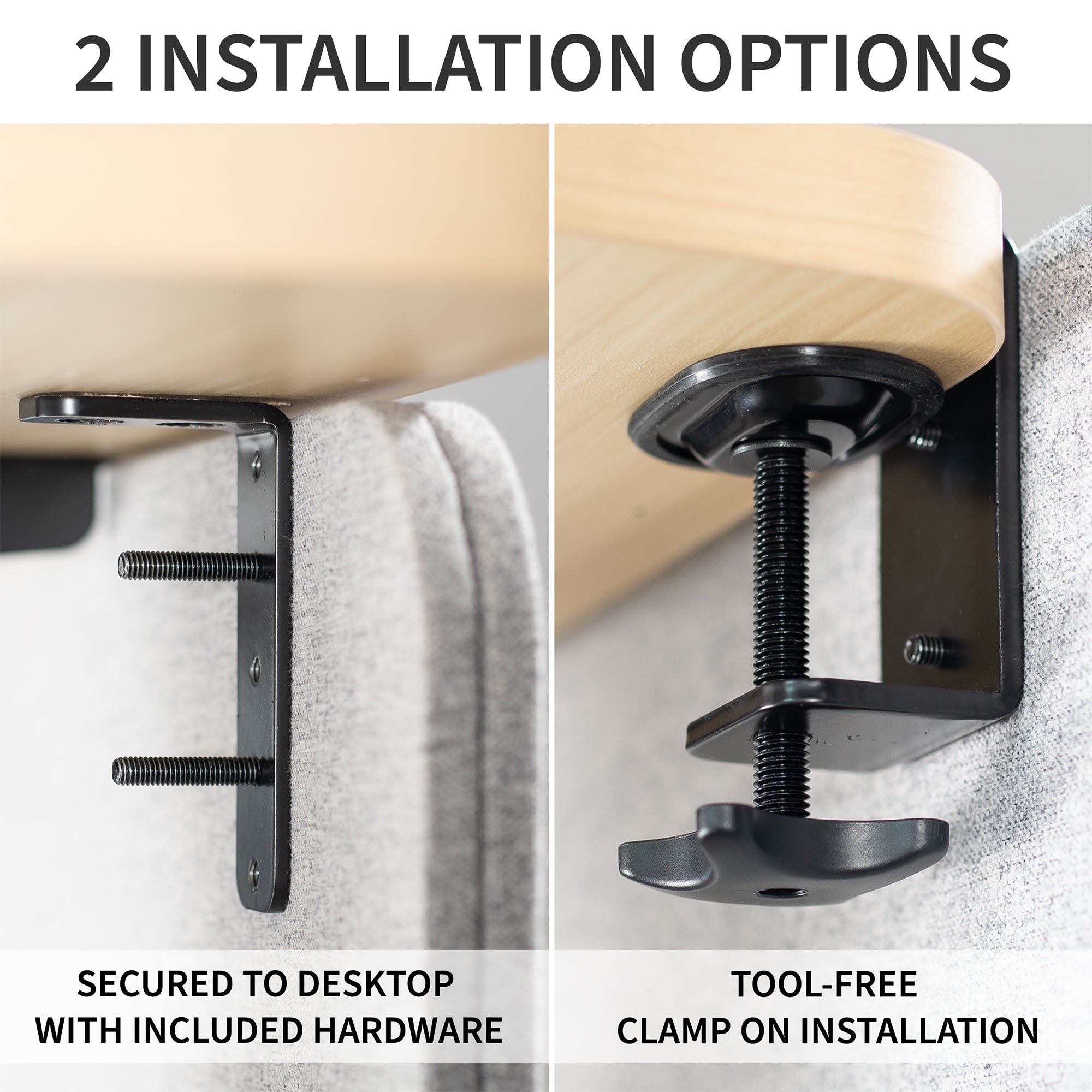 Gray Clamp-on/Screw-on Desk Privacy Panels (x2)