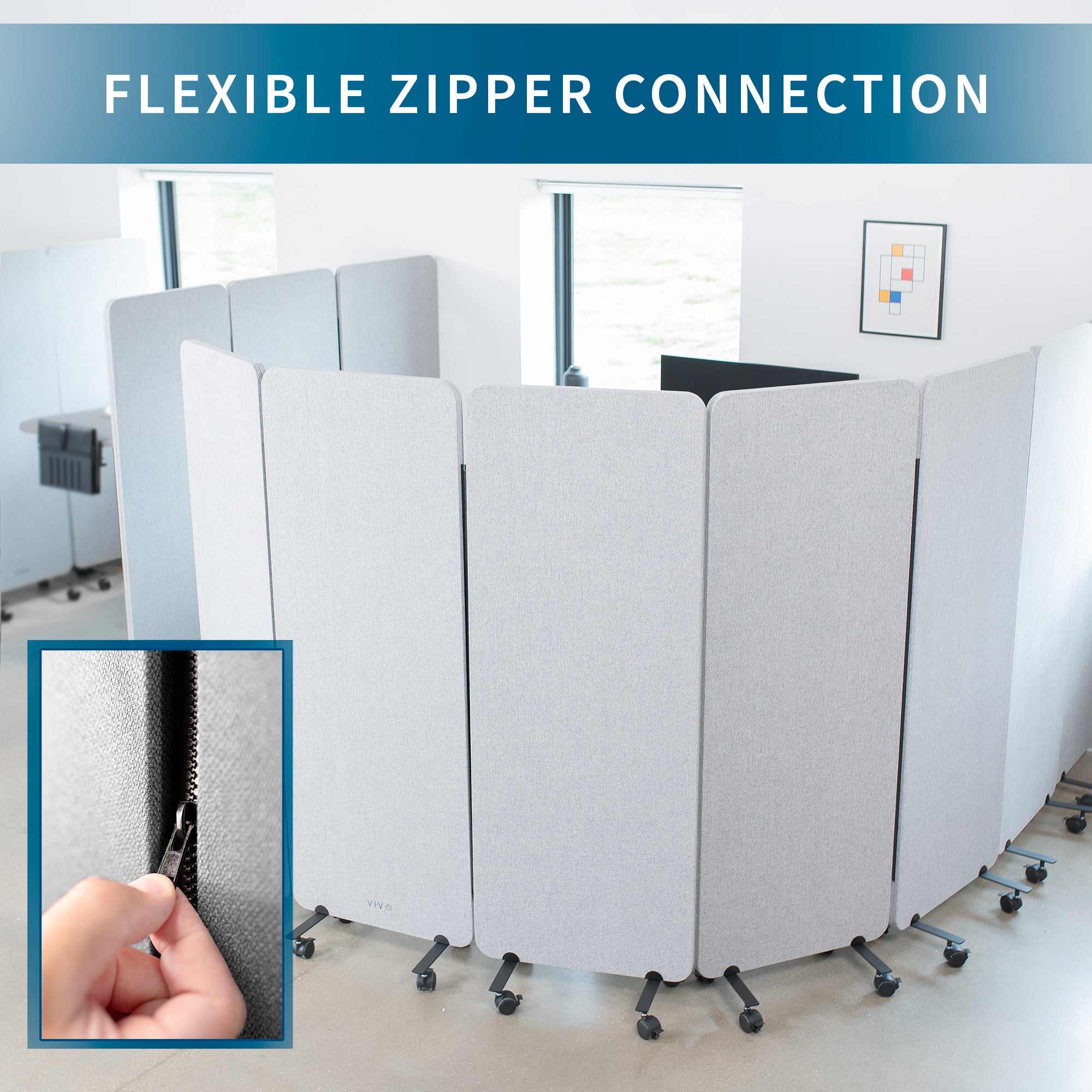 3-Panel Gray Mobile Freestanding Room Divider provides a convenient partition and workspace privacy.