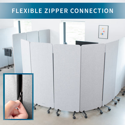 3-Panel Gray Mobile Freestanding Room Divider provides a convenient partition and workspace privacy.