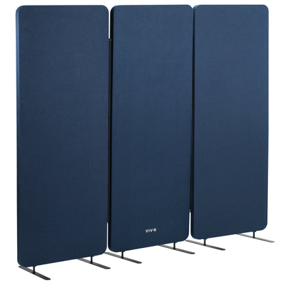 3-Panel Navy Blue Freestanding Room Divider provides a convenient partition and workspace privacy.