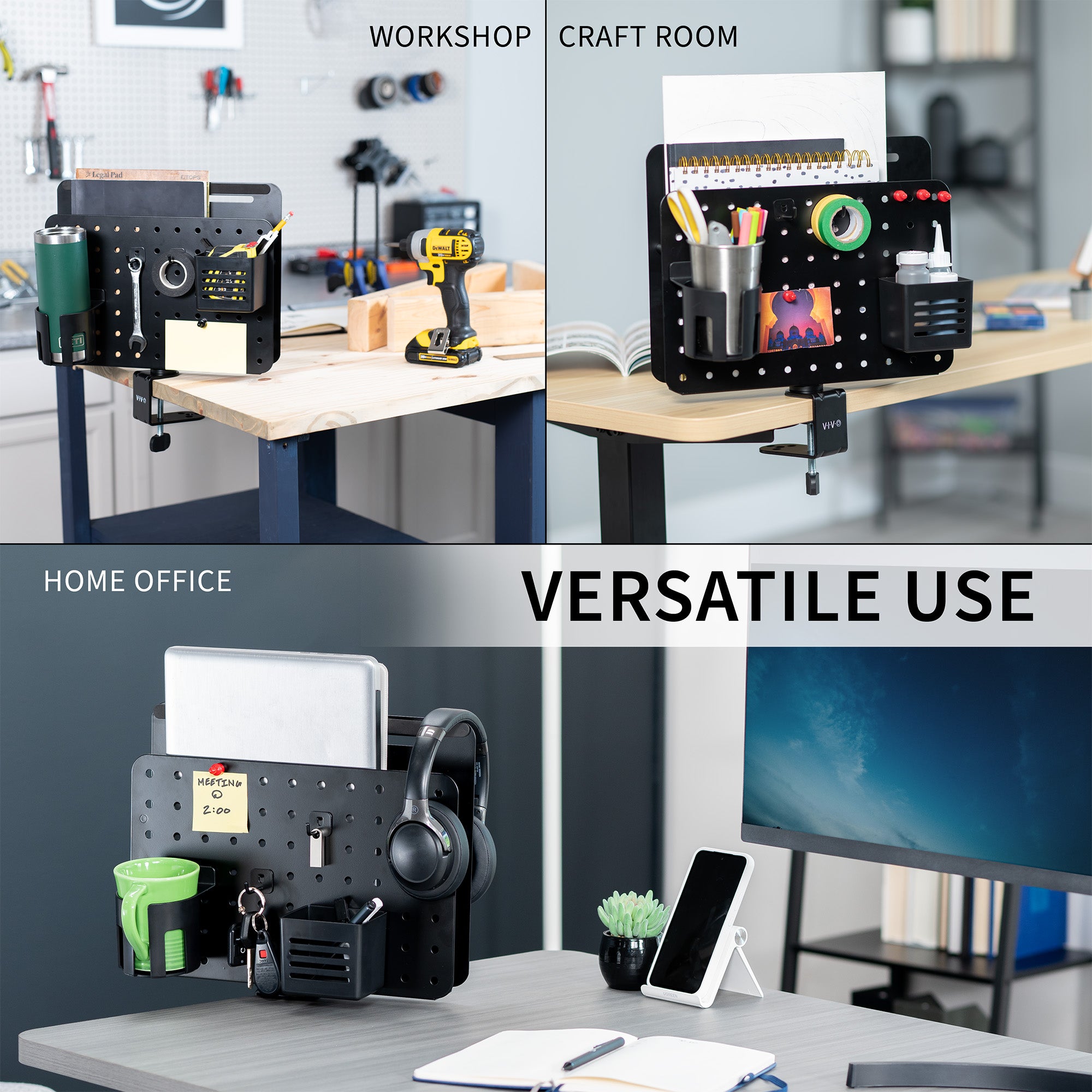 Clamp-on Rotating Pegboard with Laptop Holder