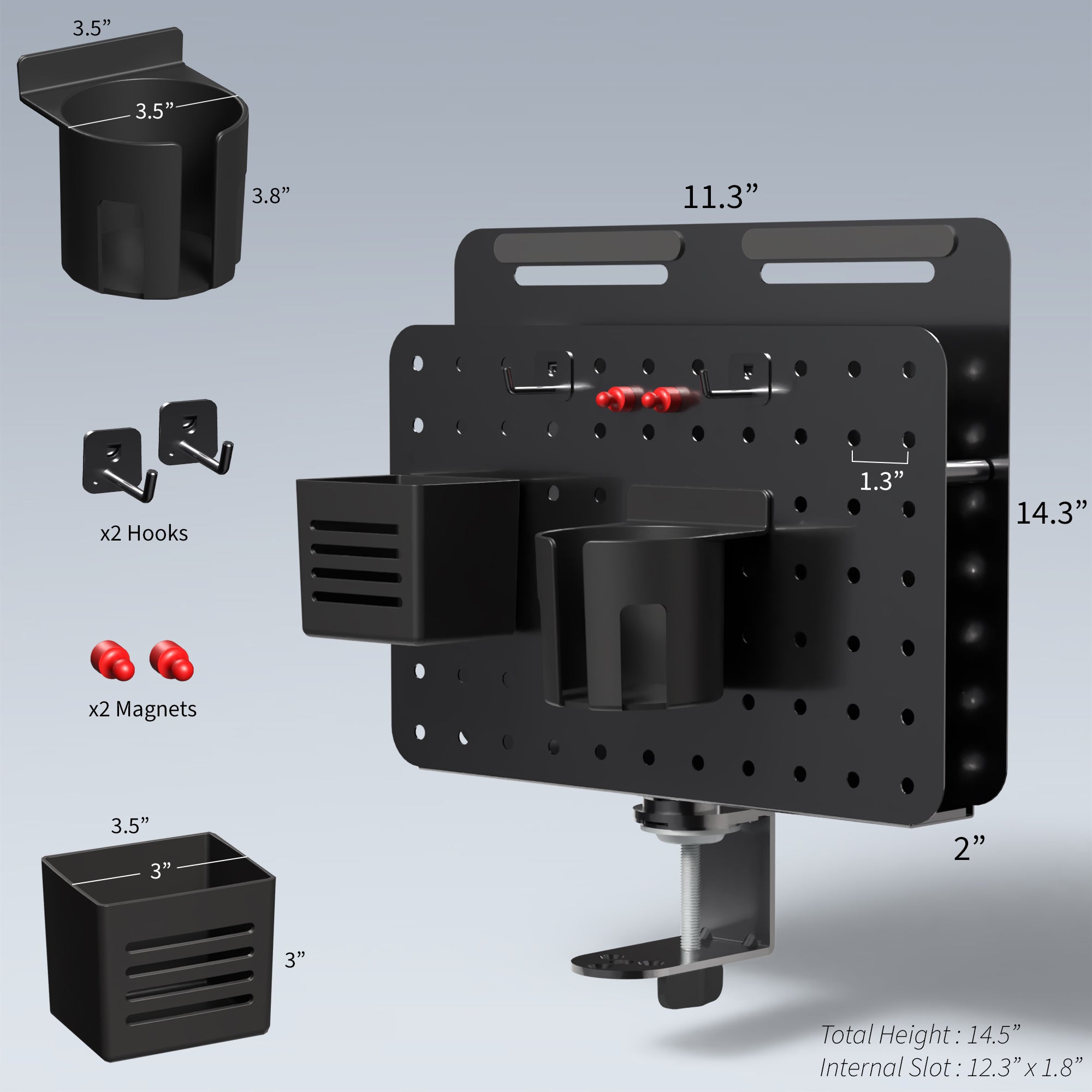 Clamp-on Rotating Pegboard with Laptop Holder