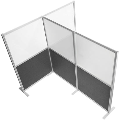 T-Shape Modular Corner Wall System, 4 Panels, Modern Professional Office Cubicle Dividers, Freestanding Privacy Screen