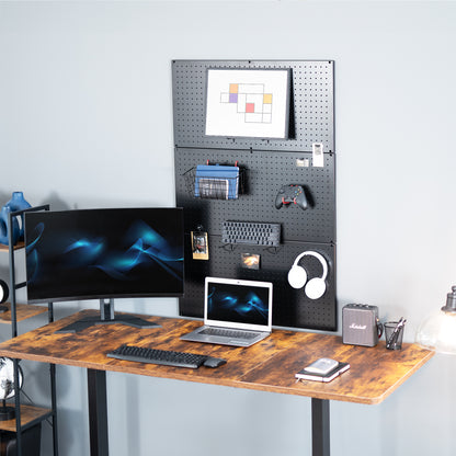 3-piece wall mounted metal pegboard panels with flexible placement for organization.