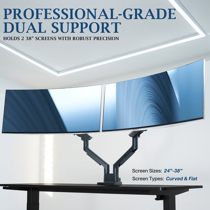 VIVO PRO Pneumatic Arm Dual Ultrawide Monitor Desk Mount - Up to 45" Screens
