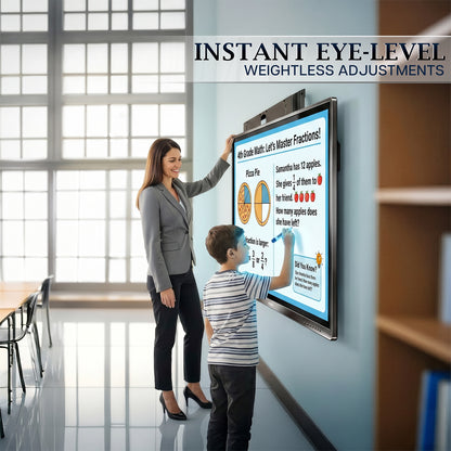 PRO  Manual Height Adjustable TV and Display Wall Mount instant eye-level adjustments