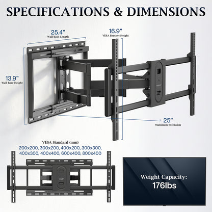 VIVO PRO Heavy Duty Full Motion TV Wall Mount - 43" to 95" Screens