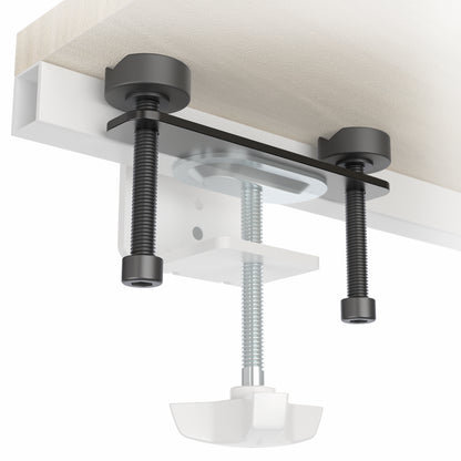 Heavy-duty clamp extension part for securely mounting compatible desk accessories to thicker desktops