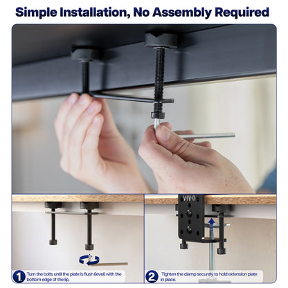 Clamp extension part with simple installation for expanding desk clamp compatibility without complex assembly