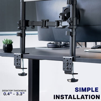 2-Pole Dual Ultrawide Vertical Monitor Desk Mount - Up to 57" Screens