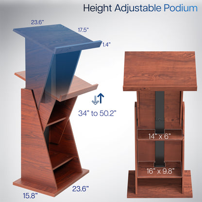 Dark Walnut Height Adjustable Podium