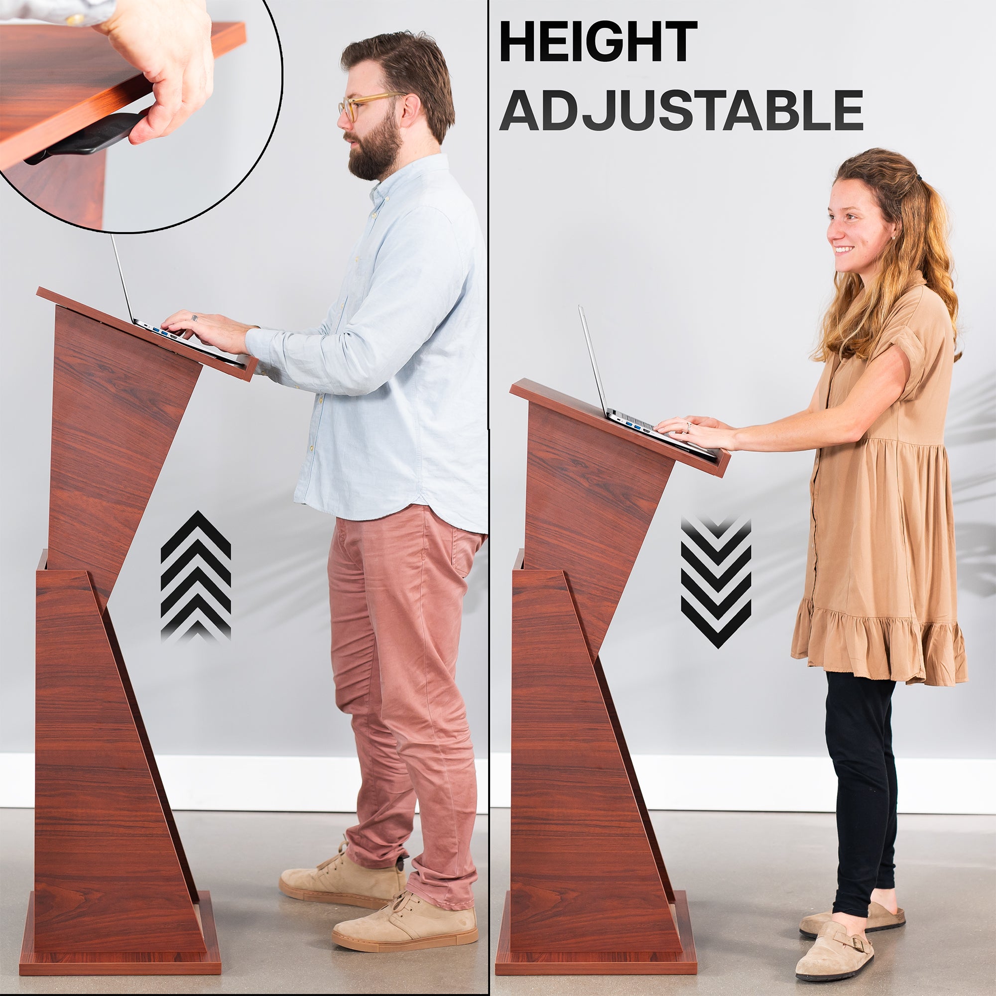 Dark Walnut Height Adjustable Podium