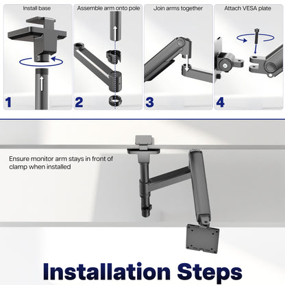 Pneumatic Arm Single Ultrawide Upside Down Monitor Mount - 17" to 32" Screens