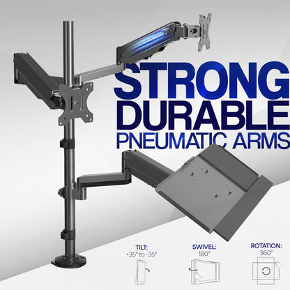 Sturdy ergonomic dual monitor sit to stand wall mount workstation.