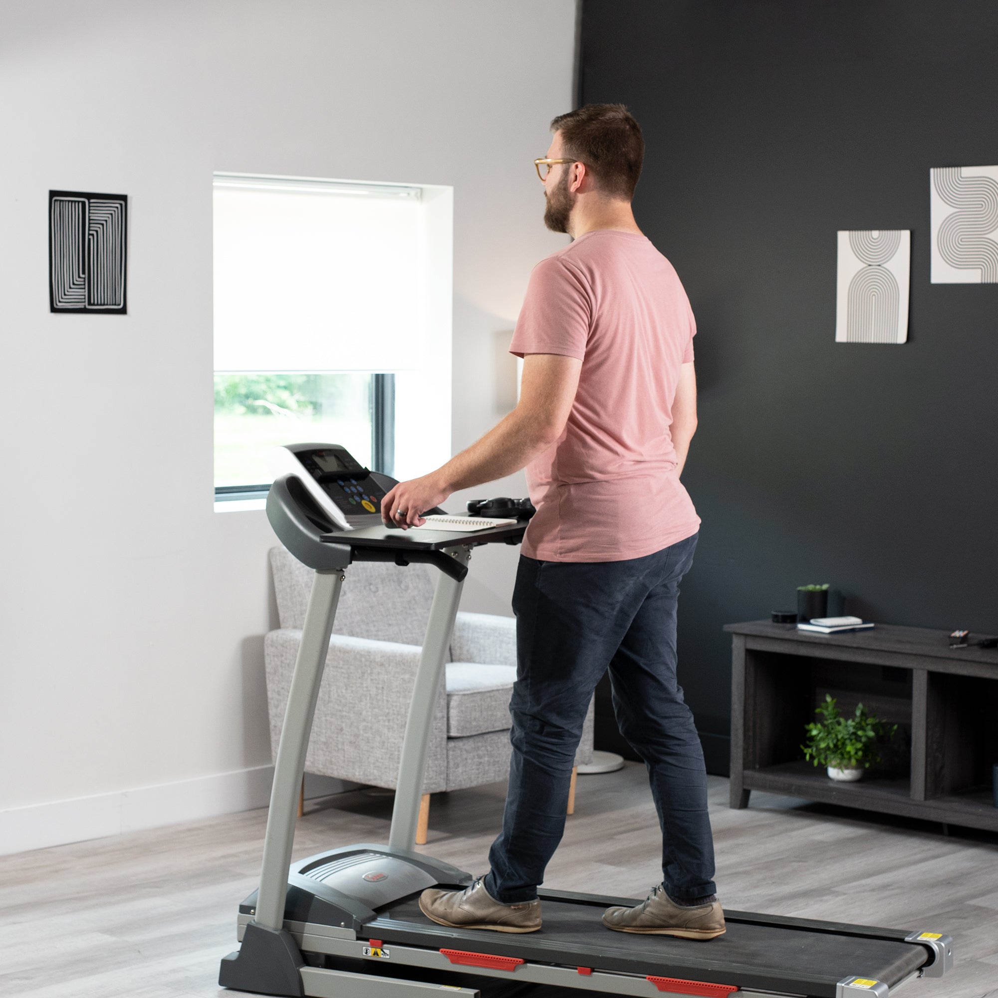 This innovative design, fitting most treadmills on the market, allows you to get your work done while walking, making it possible to study, do homework, research, shop, and more while on the move.