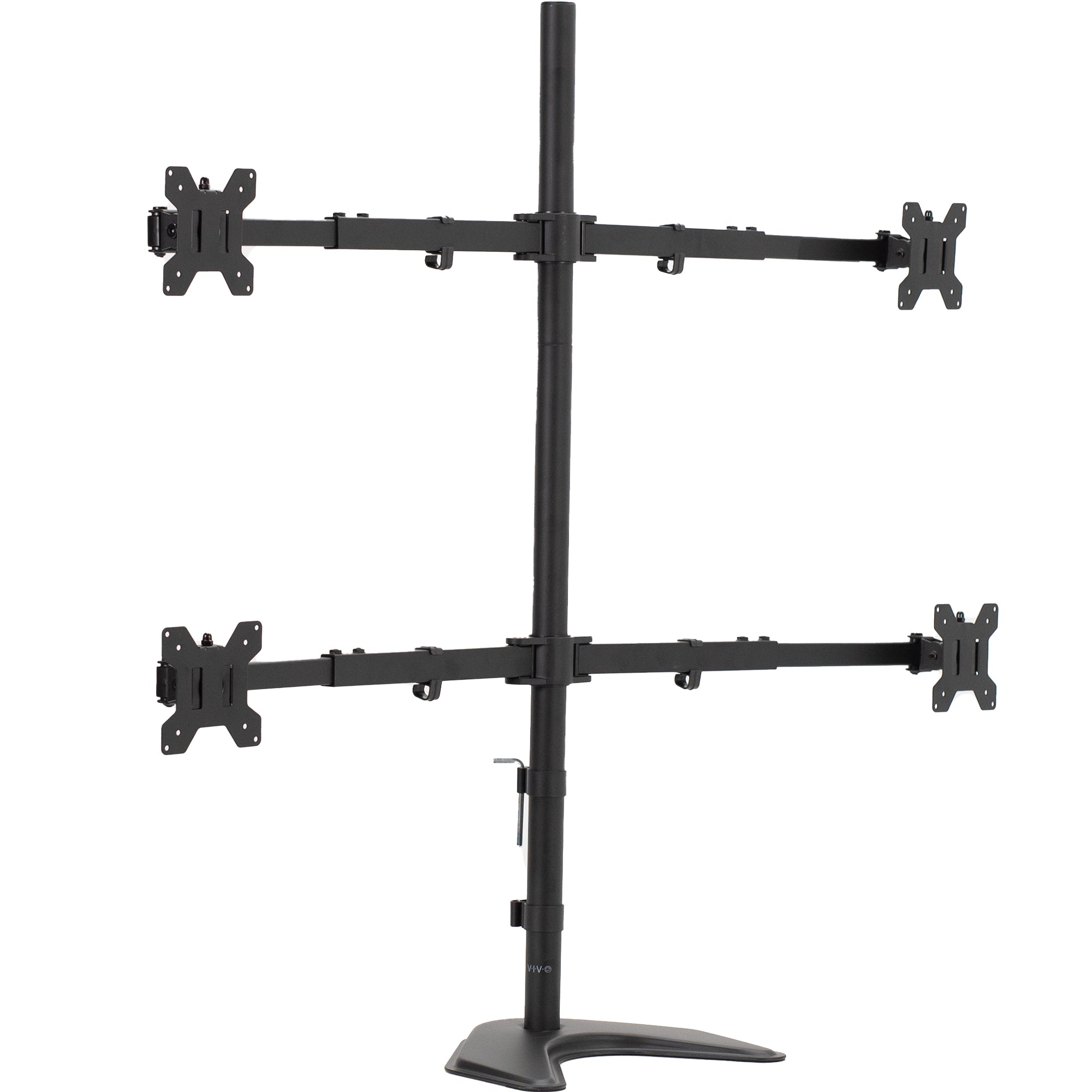 Telescoping Quad Monitor Desk Stand for office, giving you a freestanding flush-with-wall screen display.