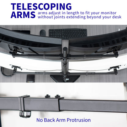 Telescoping Quad Monitor Desk Stand for office, giving you a freestanding flush-with-wall screen display.