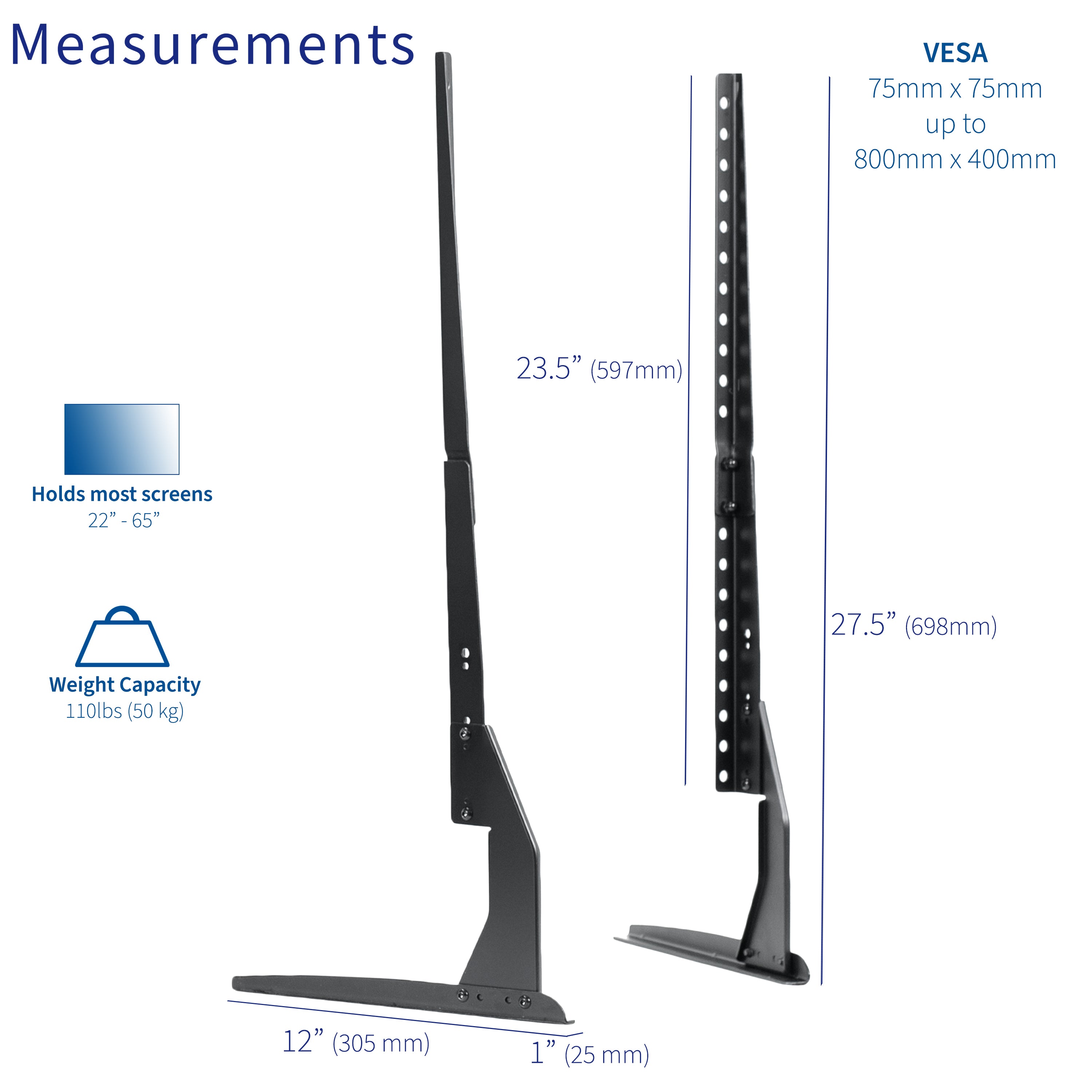Modern living room with a large TV on a steel stand, speakers, and decorative items.
