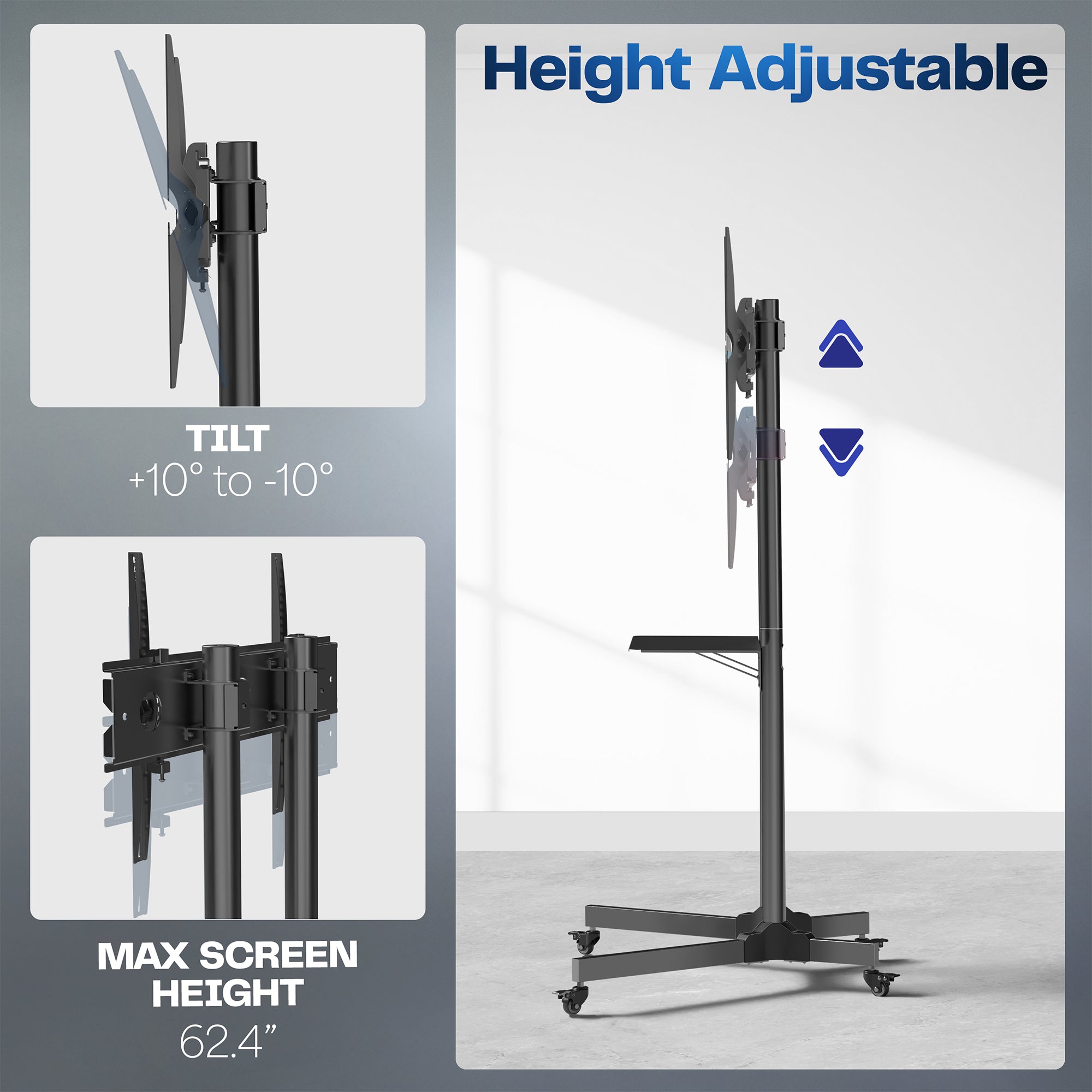 Mobile Large TV Cart for 55” to 100” Screens