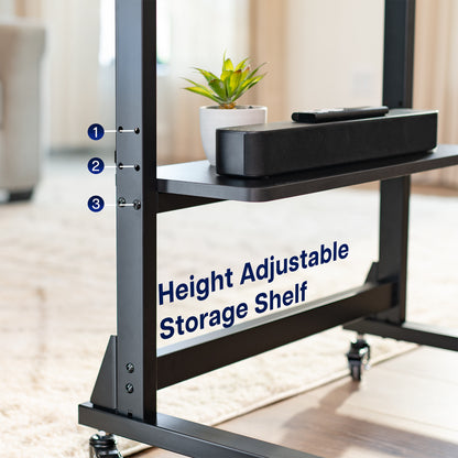 TV Heavy Duty Mobile TV Cart with Height Adjustable Storage Shelf