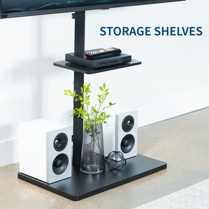 Height Adjustable TV Floor Stand with Shelf