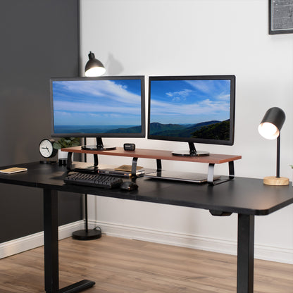 Sturdy tabletop riser for laptop or monitor for comfortable viewing.