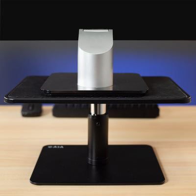 Sturdy desk mount riser for laptop or monitor that provides ergonomic viewing and reduces strain.
