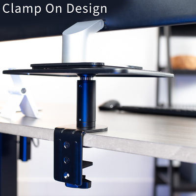 Desk mount with clamp on design attached to a desk