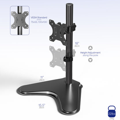 A height-adjustable monitor stands for better viewing.