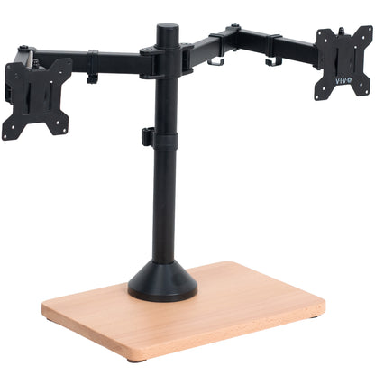 Dual 13” to 32” Monitor Desk Stand with Wood Base