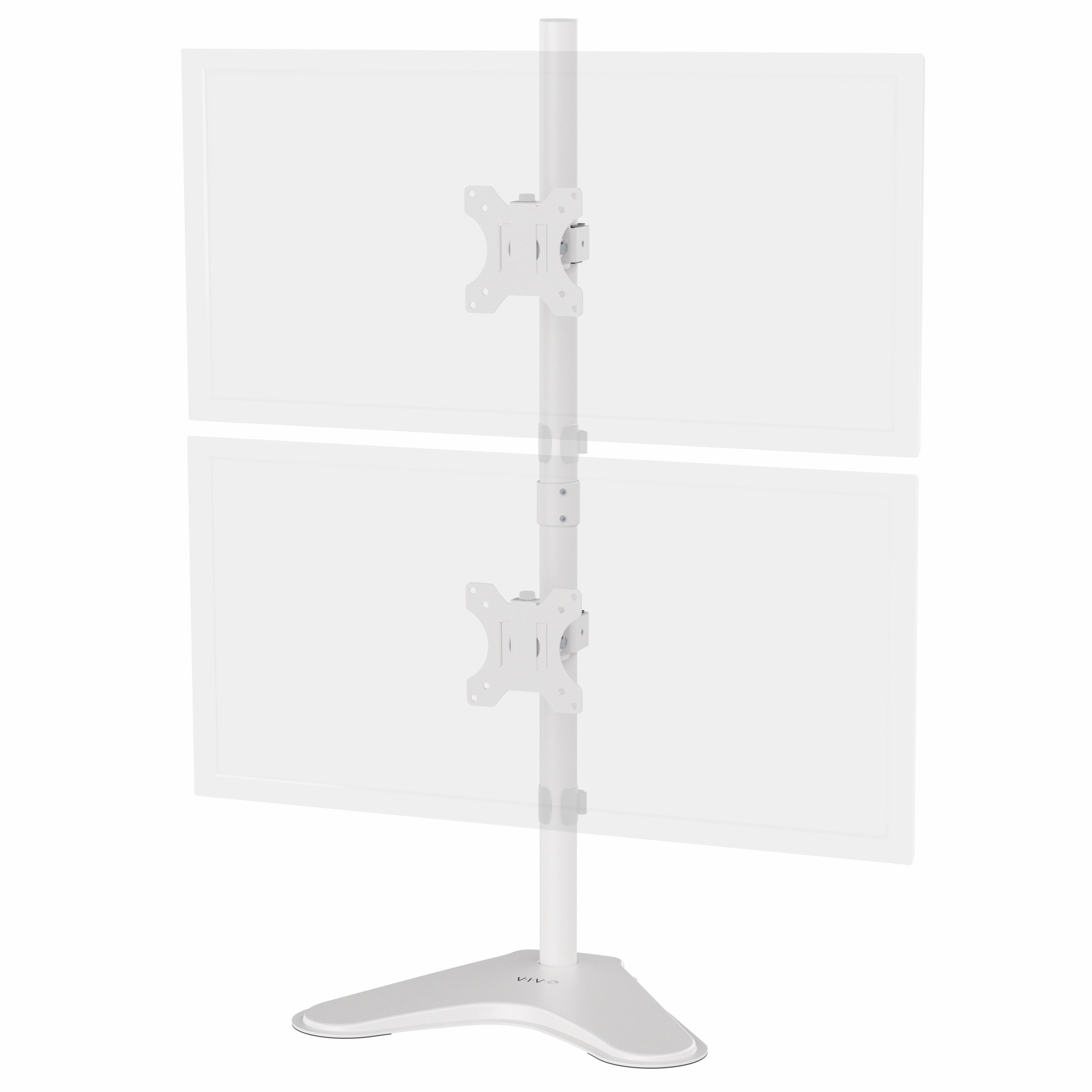 Sturdy dual monitor desk stand for stacked array.