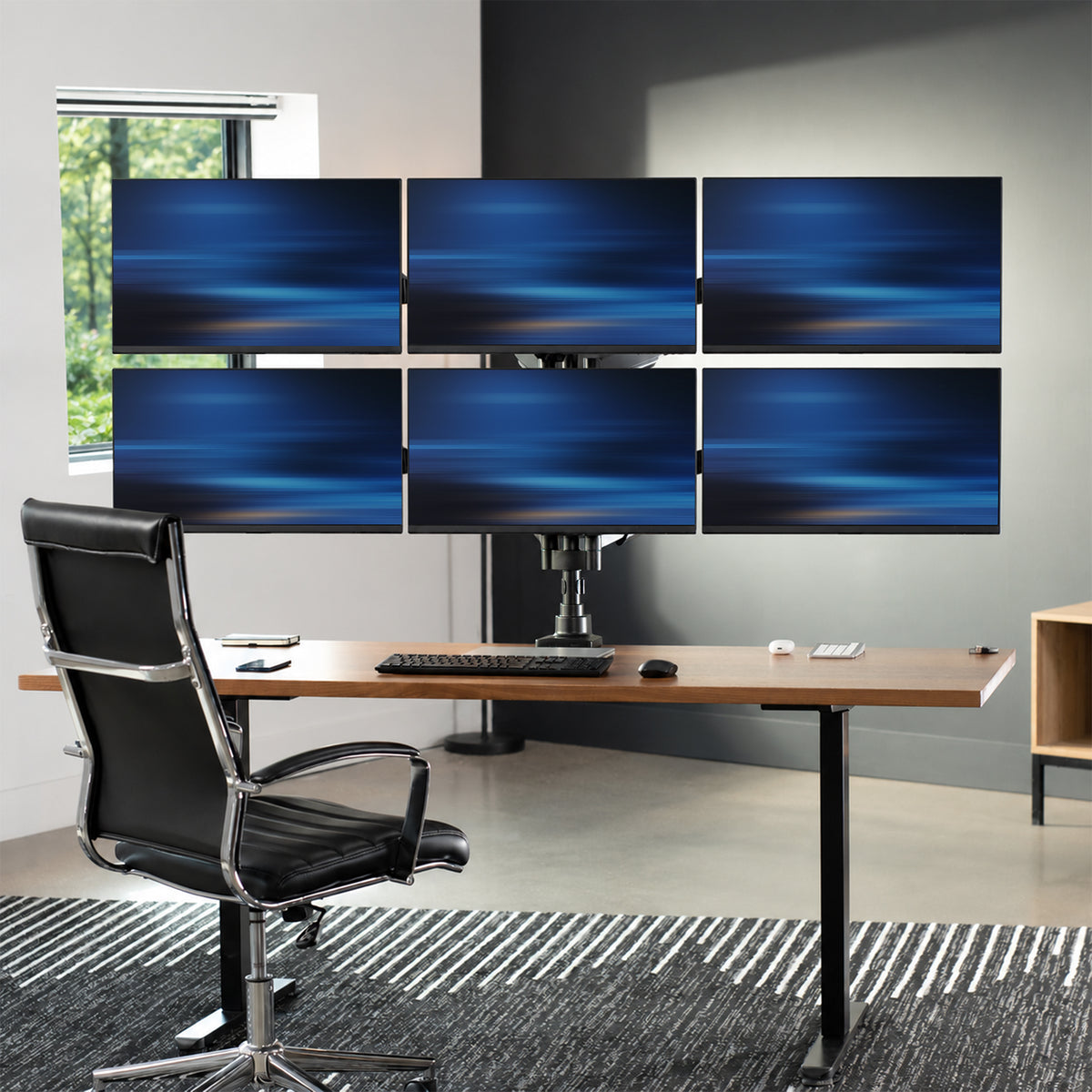 Hex Monitor Desk Mount (4 Mechanical Arms + 2 Fixed) - 17” to 27” Screens