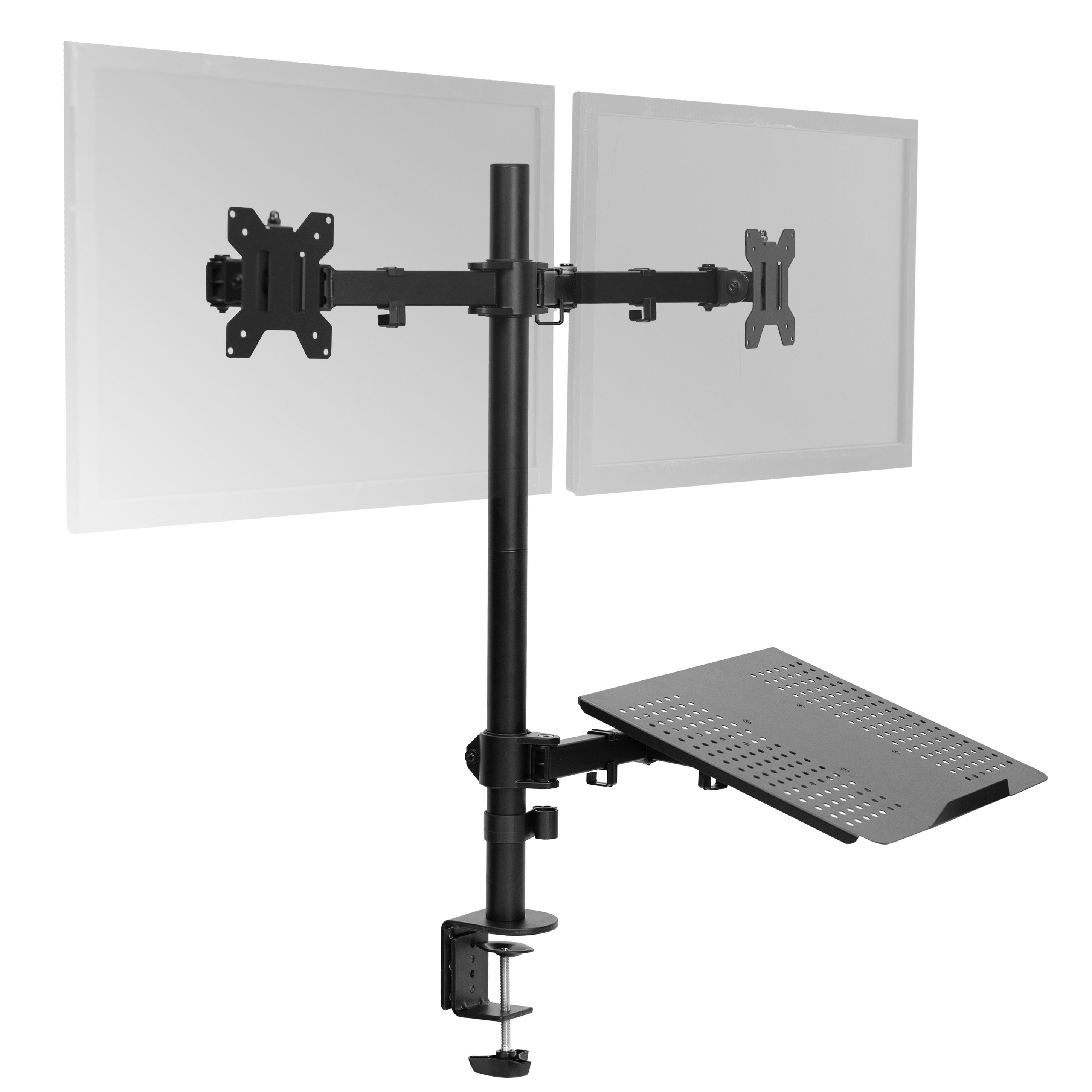 Dual Monitor Extra Tall Desk Mount and Laptop Holder with Universal VESA Compatibility