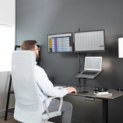 Dual Monitor Extra Tall Desk Mount and Laptop Holder with Universal VESA Compatibility